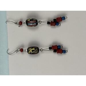 Handmade Multi-Colored Bead Dangle‎ Earrings